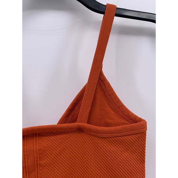ANTHROPOLOGIE Women's Dark Orange Rib Stretch V-Neck One-Piece Bodysuit SZ XS/S - Picture 5 of 10